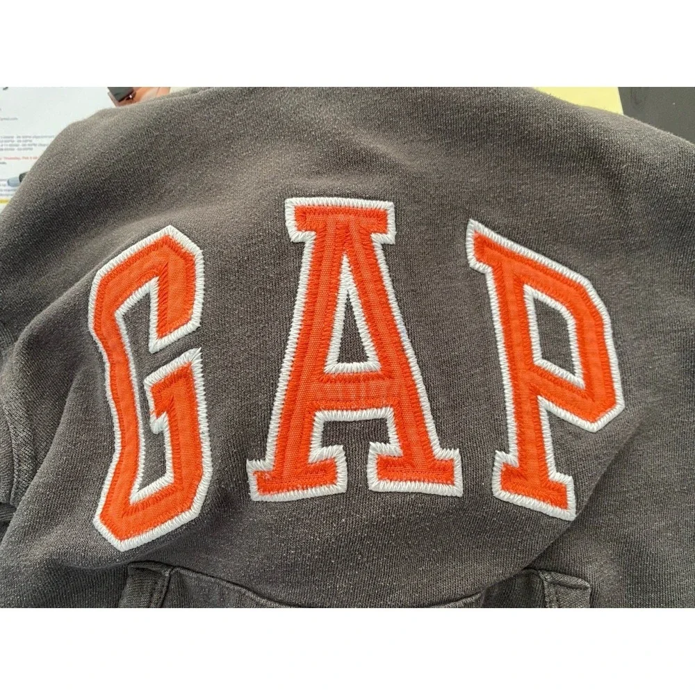 GAP‎ Kids Medium Logo Hoodie SweatshirtPull-Over Charcoal Gray & Orange